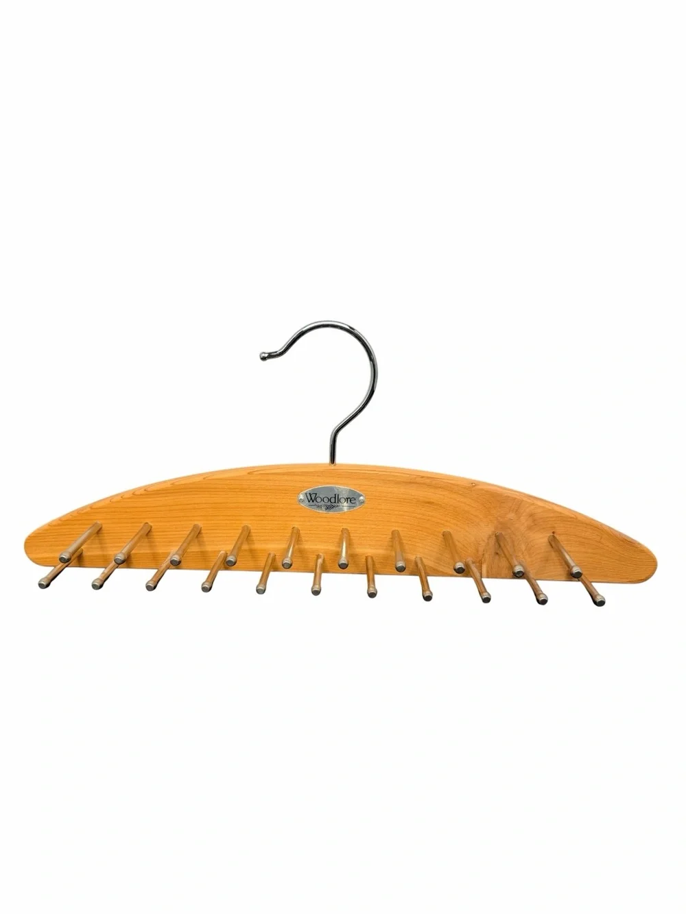 Woodlore Wooden Tie, Belt and Scarf Hangers - Honey stain with Brass Pegs